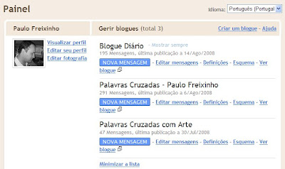 Novo painel do Blogger