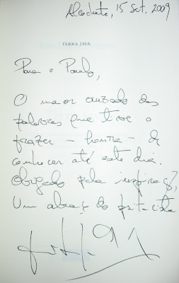 Terra Java, de João Lopes Marques (dedicatória) Paulo Freixinho