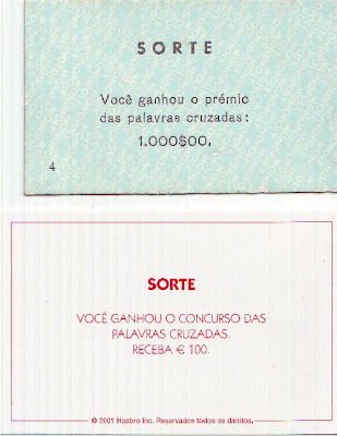 Palavras Cruzadas no Monopólio: Cartões de Sorte Palavras Cruzadas no Monopólio: Cartões de Sorte