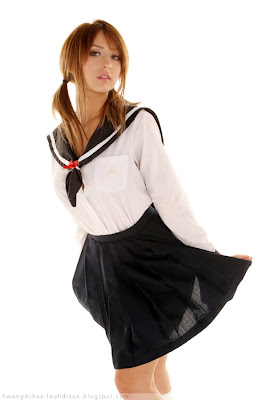Leah Dizon Cute School Girl Uniform