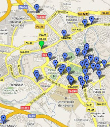 Mapa de localización de picoantenas en Pamplona