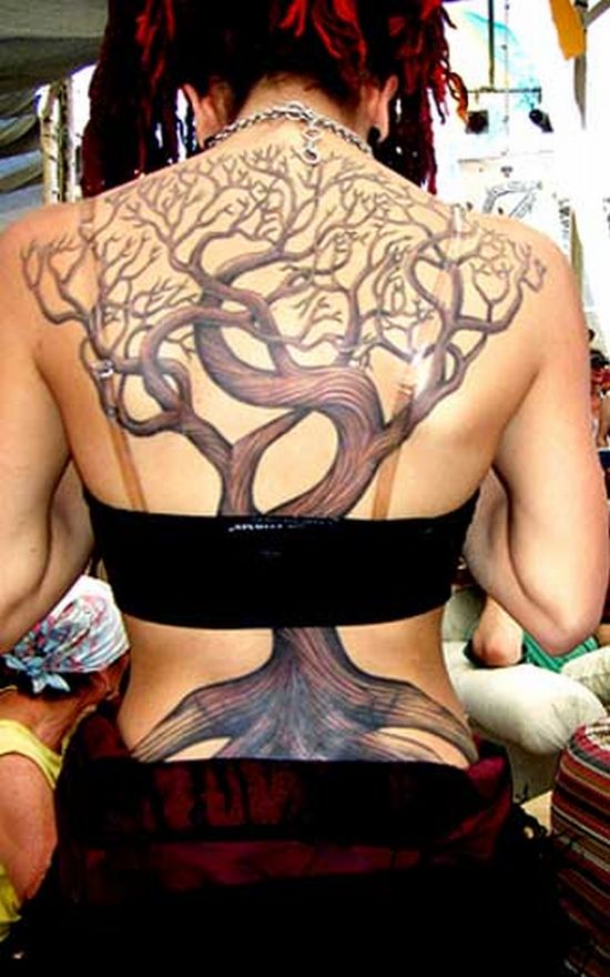 tree tattoos. tree tattoos on back.