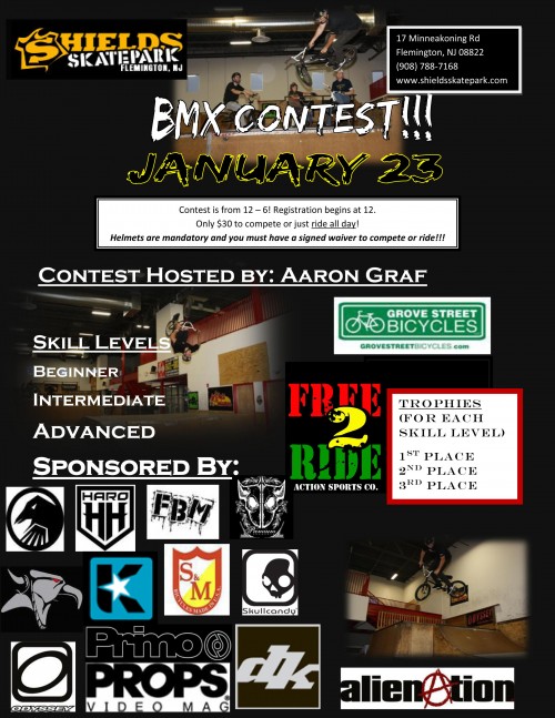 Shields Skatepark Bmx Contest January 23rd. Posted by R.STNKS at Friday,
