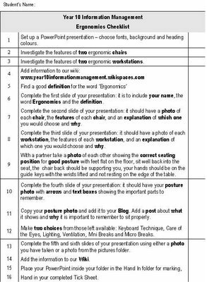 Ergonomics Checklist