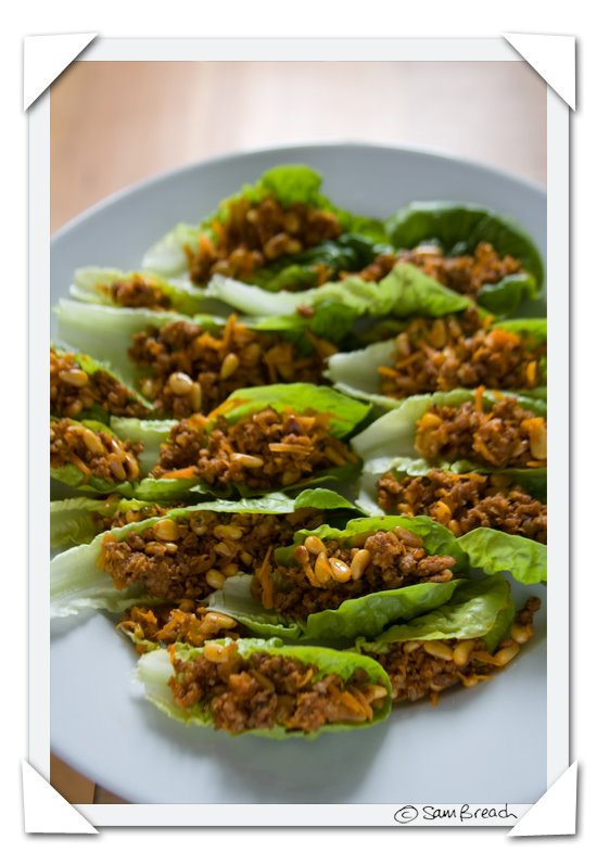 picture photograph image chorizo lettuce wrap 2009 copyright of sam breach http://becksposhnosh.blogspot.com/ picture photograph image lettuce cups 2008 copyright of sam breach http://becksposhnosh.blogspot.com/