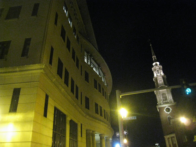 Suffolk Law School at night, MA