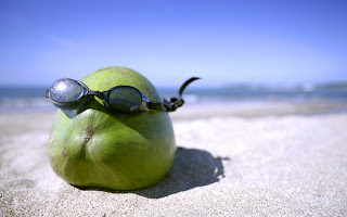 Zomer wallpaper met fruit Zomer wallpaper met strand en fruit