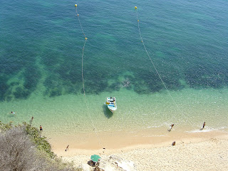 Zomer wallpaper met strand Strand, boot en mensen
