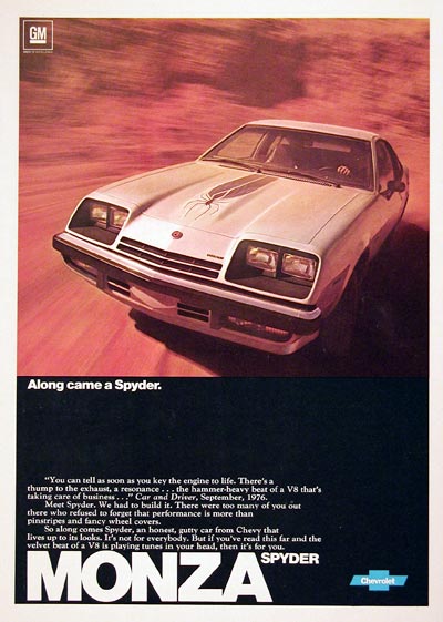 Selling Cars 1977 Chevy Monza Spyder Advertisement