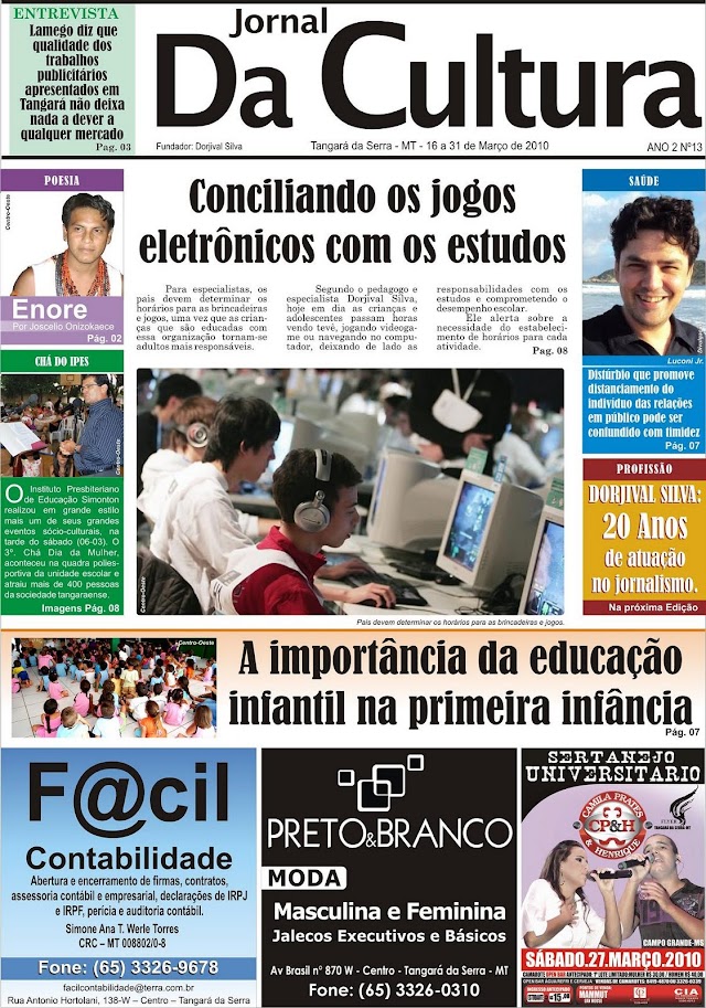 Capa da 13ª edição do Jornal da Cultura