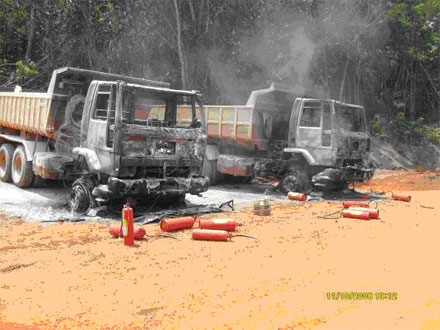 Imagens da destruição na PCH Telegráfica em Sapezal