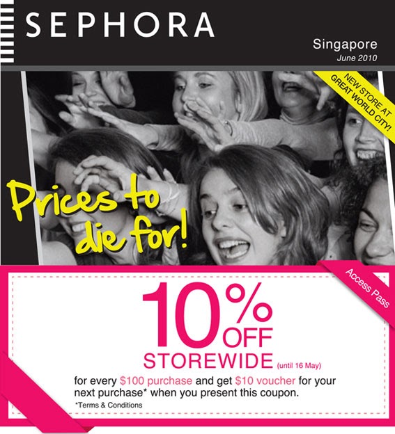 Similar Coupons and Offers Sephora Promo Code Singapore - November Sephora special offers and discount at Paylesser Singapore. Latest Sephora deals and offers Get up to 40% Off on Bath and Body Products, Up to 40% Off on Skin Care Products, 20% Off on Men Sephora Collection Shaving Brush, Best Seller Products Starting at $31 and many more/5(56).