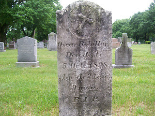 Oscar Robillard's headstone at St Joeseph's Cemetery