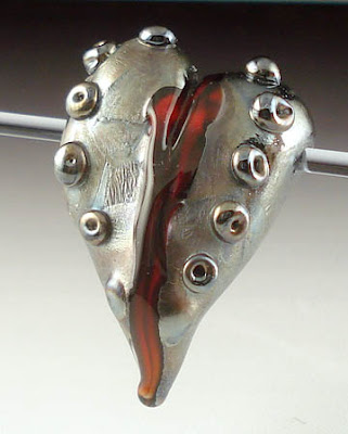 Silver Plum Heart Bead