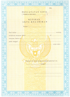 Contoh Akte Kelahiran