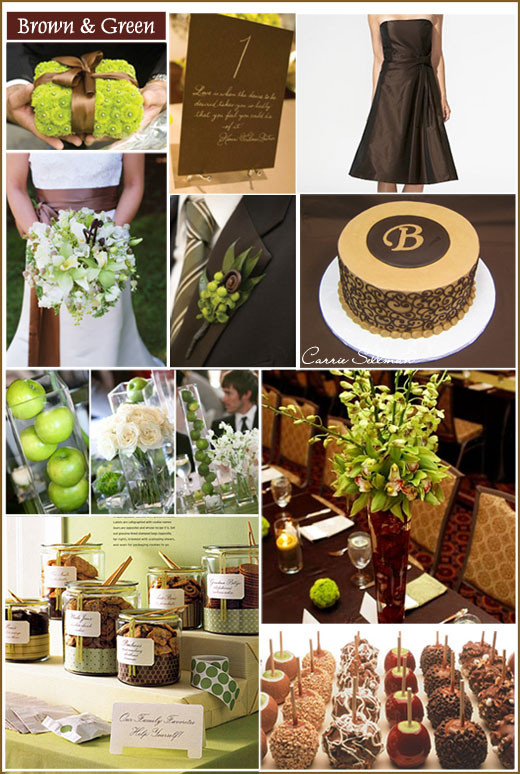 Brown and Green Wedding Centerpieces