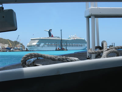 Carnival Glory at the dock in Philipsburg Carnival Glory at the dock in Philipsburg