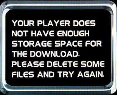 Your player does not have enough storage space for the download. Please delete some files and try again.