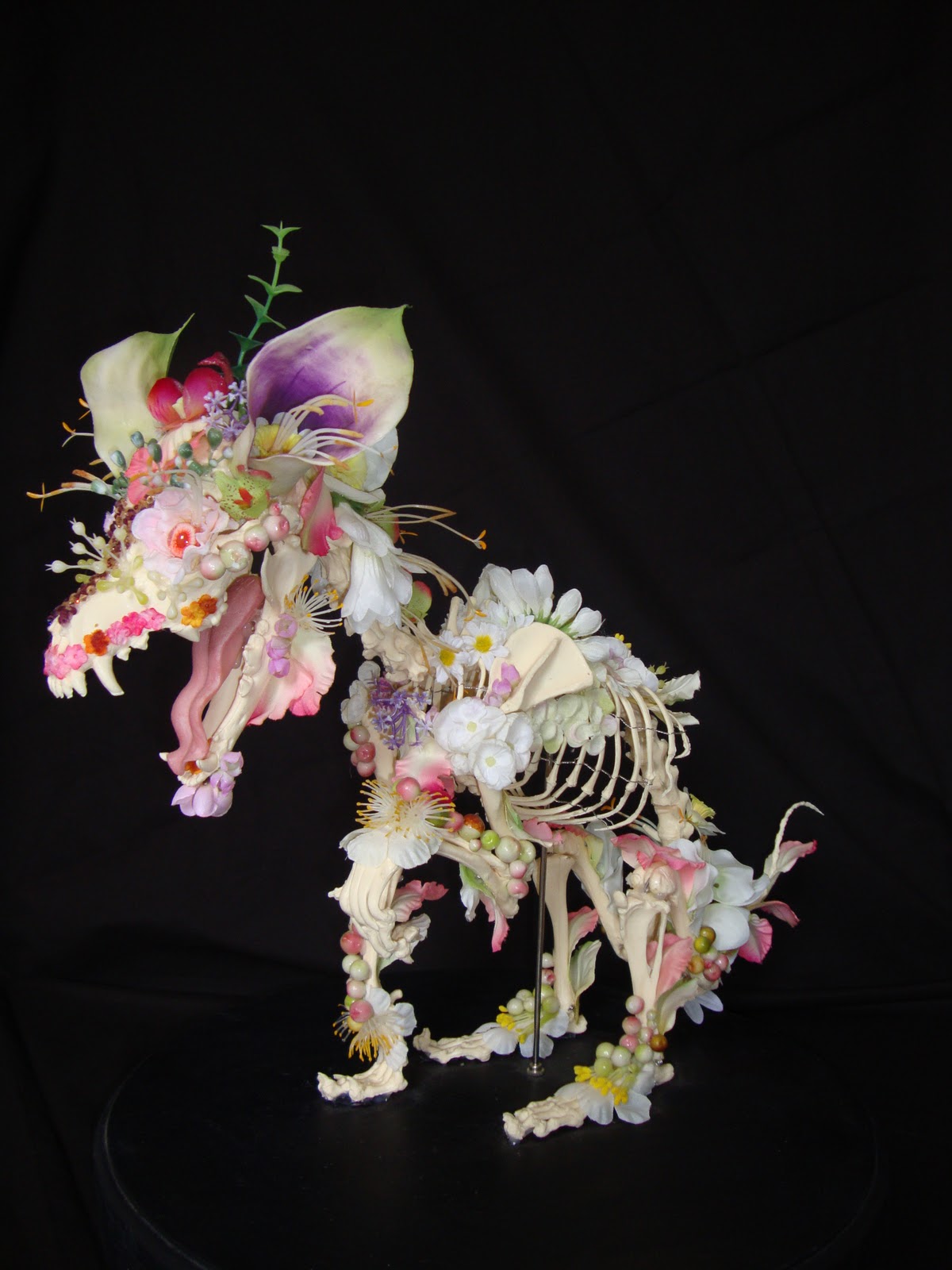 Cedric Laquieze flower skeleton sculptures