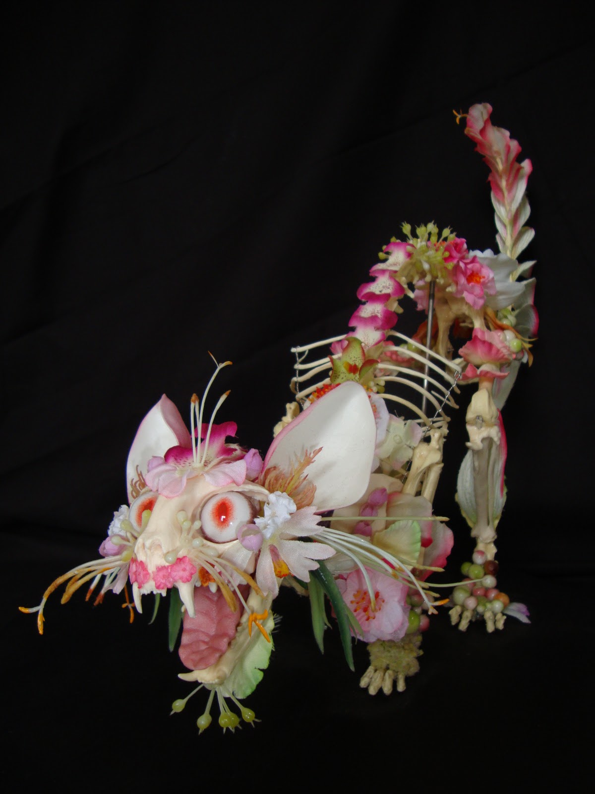 Cedric Laquieze flower skeleton sculptures