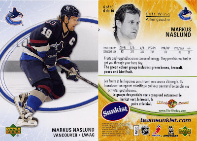 Markus Naslund Markus Naslund, Vancouver Canucks, Upper Deck, sunkist, 06-07, nhl, hockey, hockey cards