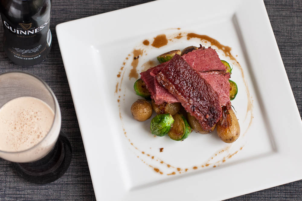 Guinness Corned Beef, Brussels Sprouts, Creamer Potatoes