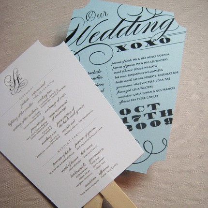 Wedding program paddle fans by talented Etsy seller Baumbirdy Tres Chic