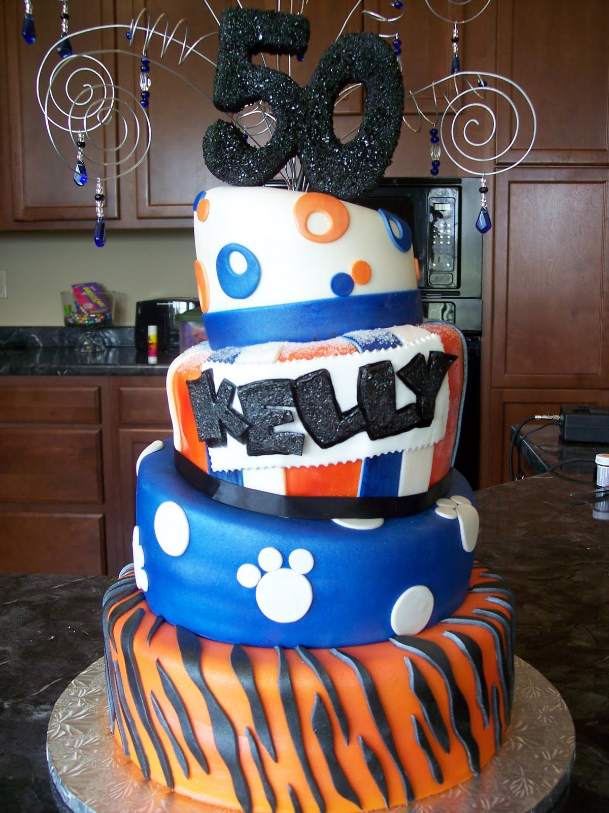 MyMoniCakes 4 Tier Memphis Tiger / 50th Birthday Cake