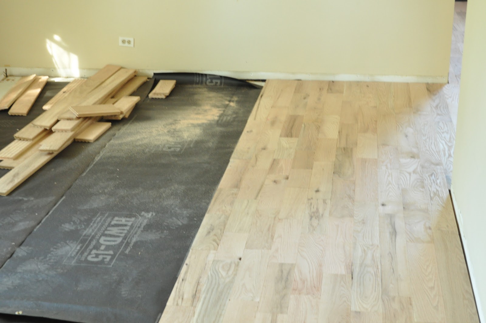 Unfinished discount kitchen cabinets OSB Floors with Oak Cabinets