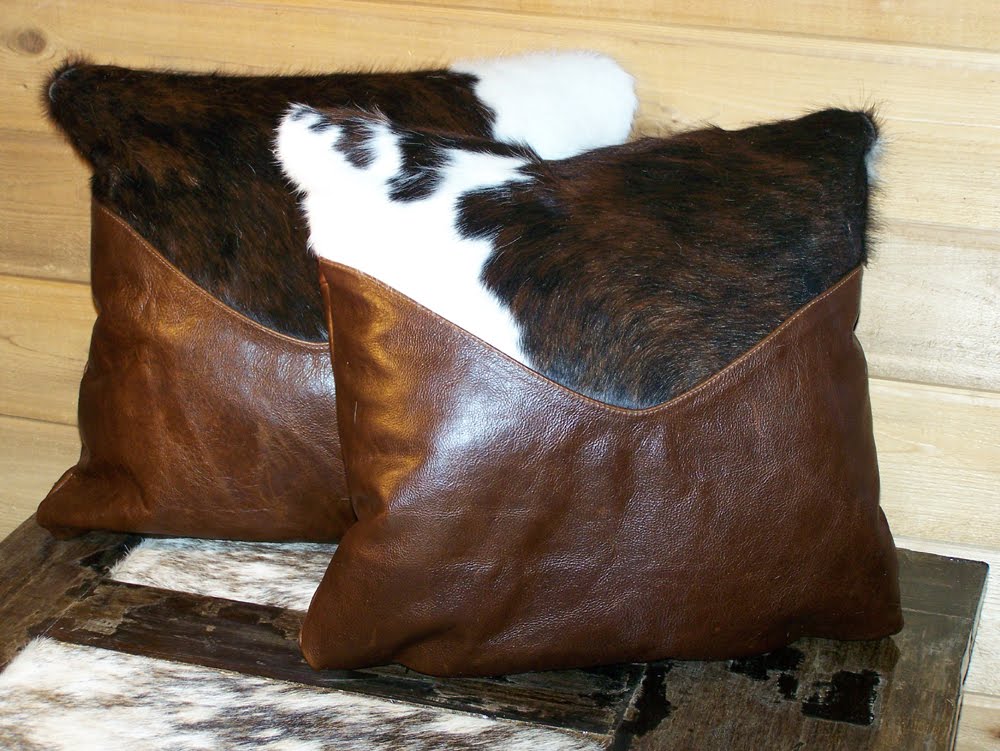 HM Valley Ranch Store Western Decor Cowhide and Leather Pillows