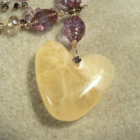 honeycomb calcite heart pendant close-up