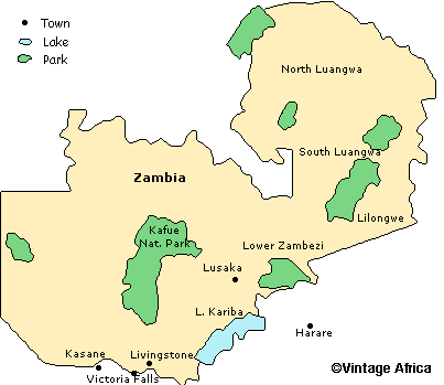 Nasjonalparker og innsjøer i Zambia