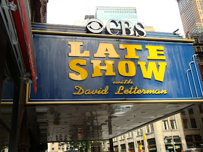 Outside the Ed Sullivan Theater.