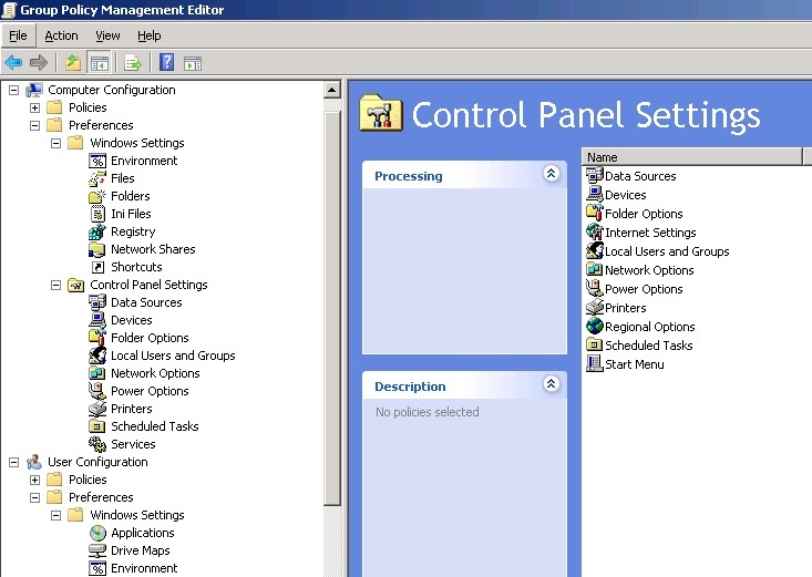 Exchange Active Directory Consultant GPO Preferences in Server 2008