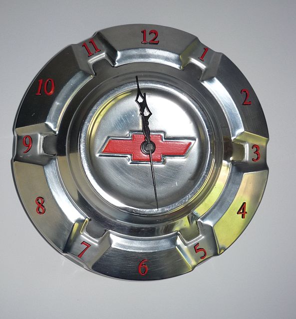 Green Willow Pond Hubcap Clock