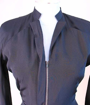 1950s navy silk dress