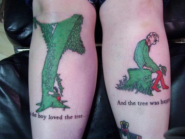and the tree was happy. giving tree tattoo. and the tree was happy.