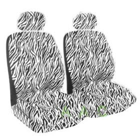 Set of 2 Universal Fit Zebra Print Front Bucket Seat Cover