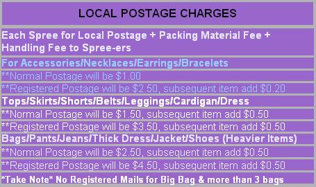 Local Postage Charges