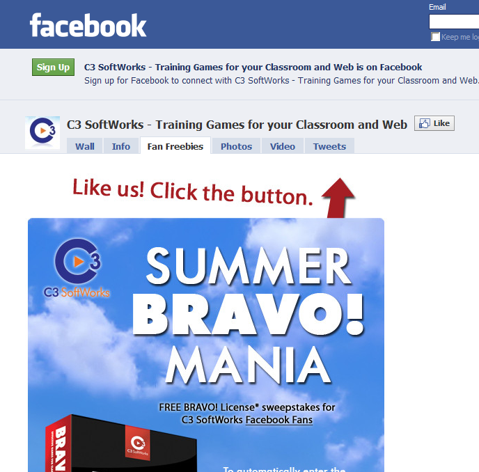 facebook like us button. Just click the like button at
