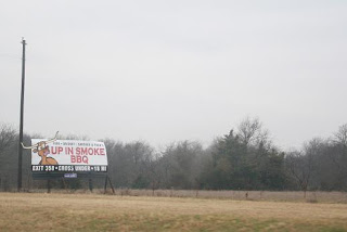 Road Sign: Up In Smoke BBQ