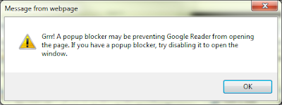 Grrr! A popup blocker may be preventing Google Reader from opening the page. If you have a popup blocker try disabling it to open the window.