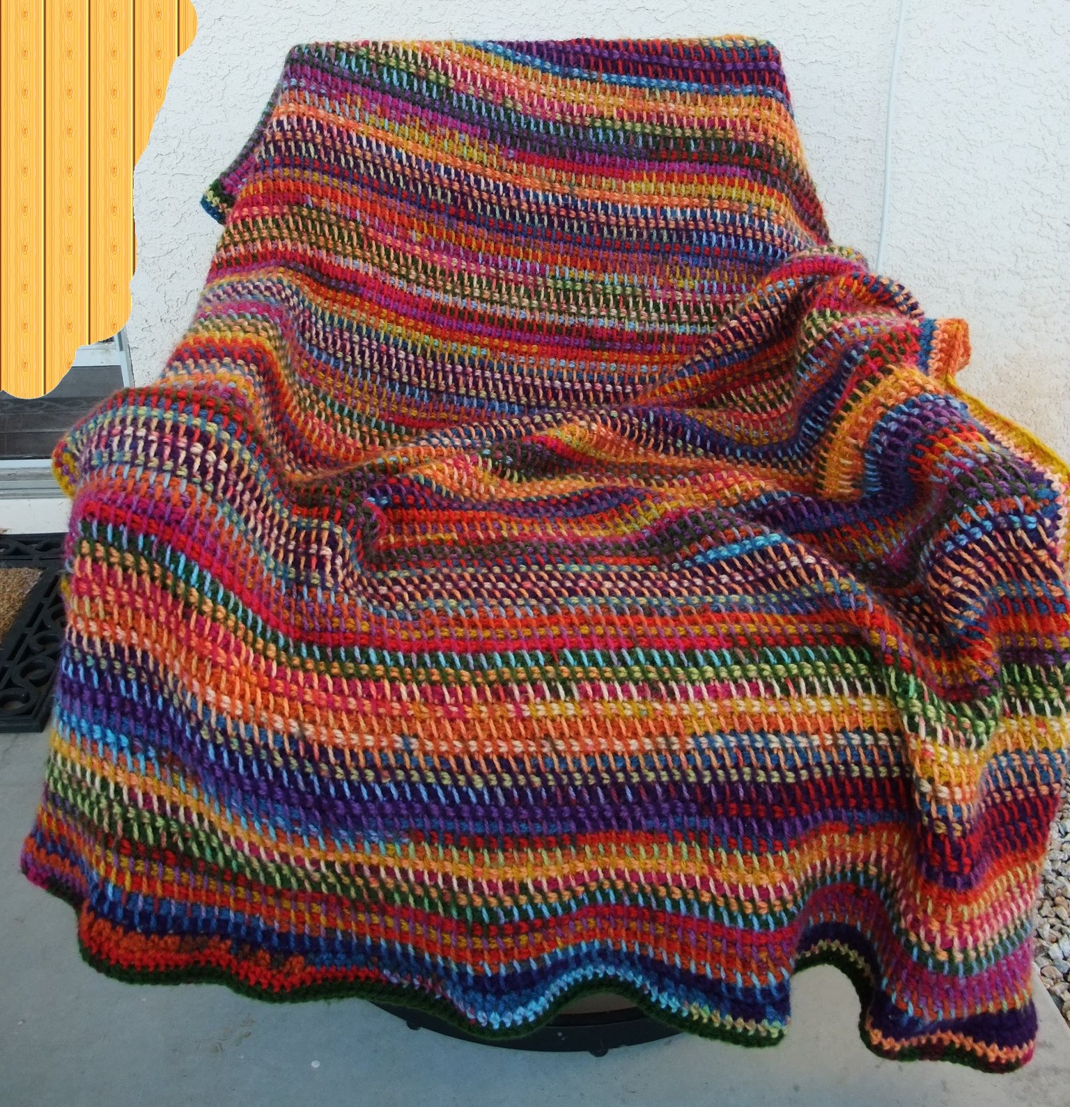 ... make: Rainbow Fuzz - a P hook chunky yarn tunisan crochet afghan