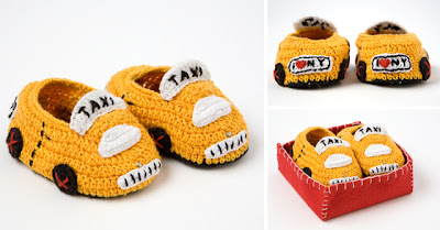 Hand Crocheted New York City Taxi Booties Hand Crocheted New York City Taxi Booties
