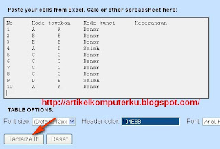 Mengubah (konversi) tabel excel ke html script