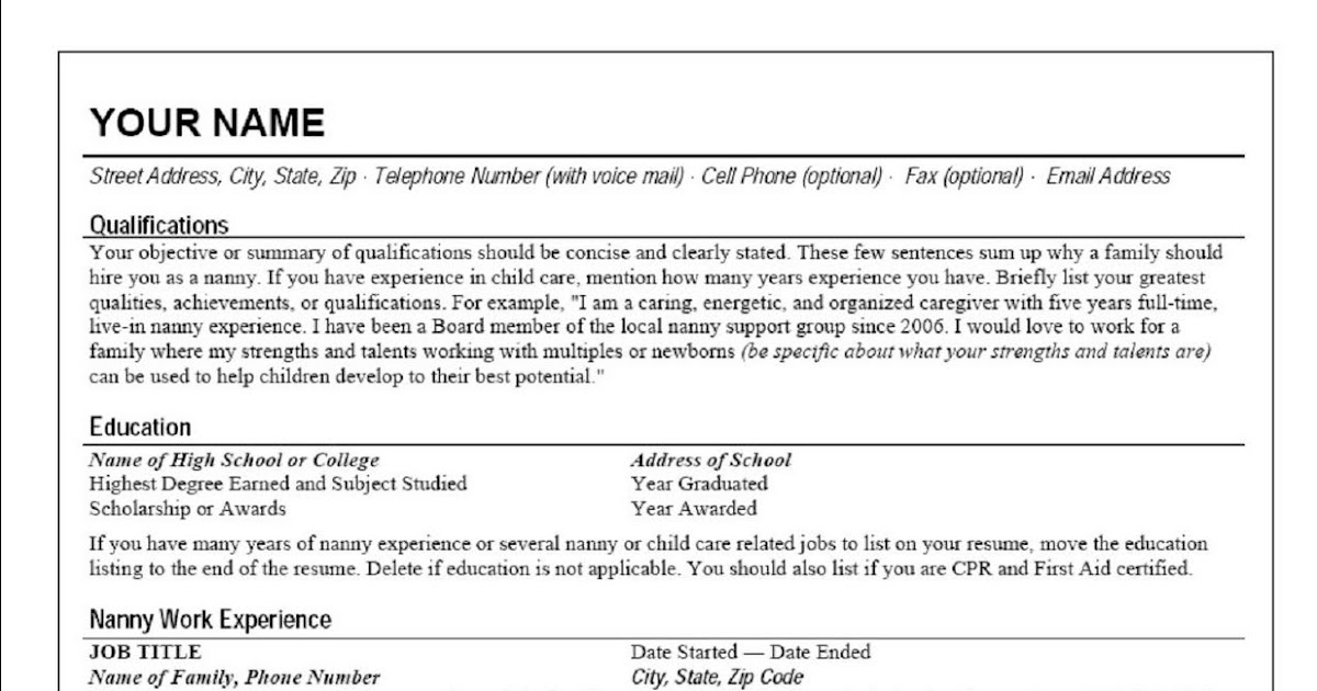Nany resume