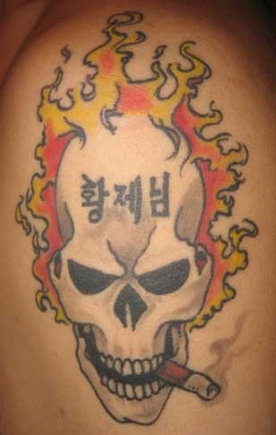 Skull and Flame Tattoo Design Pictures