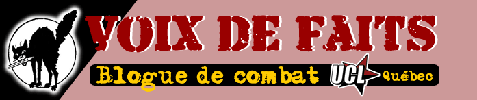 bannière Voix de faits - Blogue de combat UCL-Québec. Logo: un chat noir prêt au combat, mordant un crayon, sur fonds de lune.