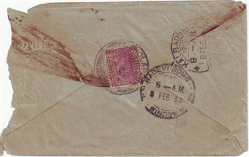 Rare Indian Collectibles India 1933 Envelope Mentions " MUMBAI " in