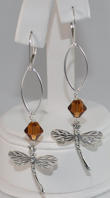 Sterling Silver Signature Dragonfly Earrings - Smoked Topaz Swarovski Rock Candy Miami